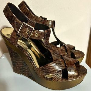 INC wedges cherry mocha brown color women size 7.5